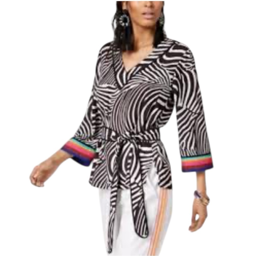 Trina Turk X Inc Zebra Print Top with Rainbow Accents